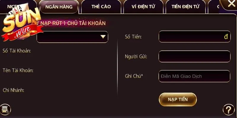 Lựa chọn đa dạng phương thức thanh toán linh hoạt khi nạp tiền Sunwin