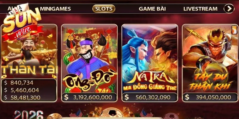 Khám phá thế giới quay hũ đa dạng màu sắc cùng Slotgame Sunwin